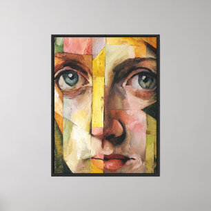 Fragmented Cubist Portrait Geometric Abstract Canvas Print