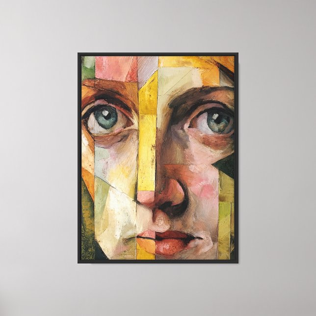 Fragmented Cubist Portrait | Geometric Abstract  Canvas Print (Front)