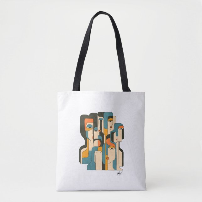 Fragmented Echoes: A Modern Cubist Reflection Tote Bag (Front)