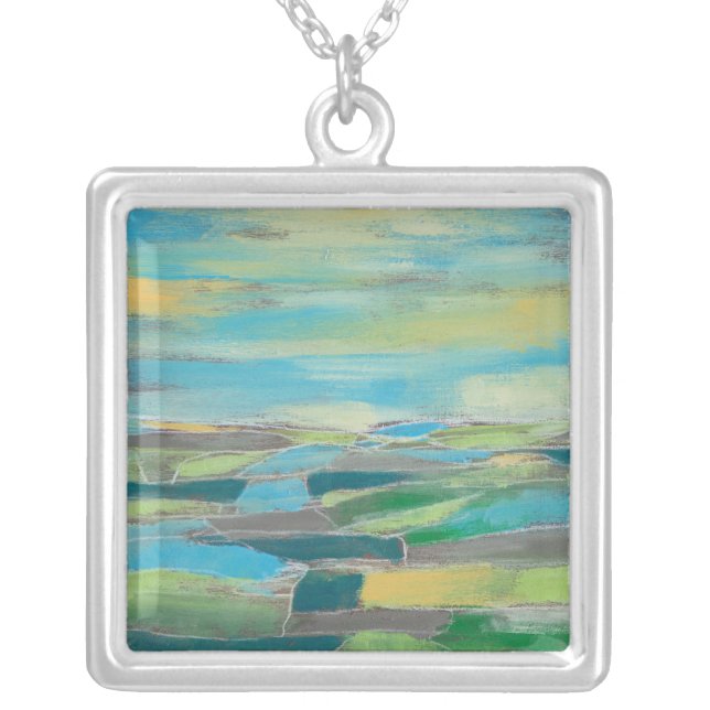 Fragmented Field I Silver Plated Necklace (Front)