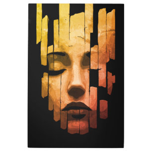 Fragmented Serenity – Surreal Digital Portrait Metal Print