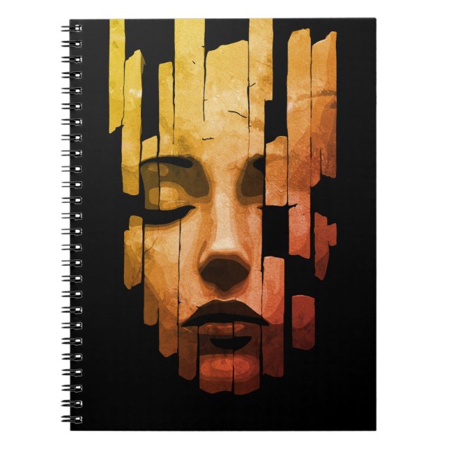 Fragmented Serenity – Surreal Digital Portrait Notebook (Front)