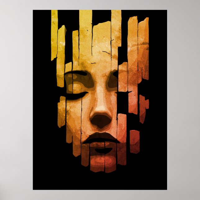 Fragmented Serenity – Surreal Digital Portrait Poster (Front)