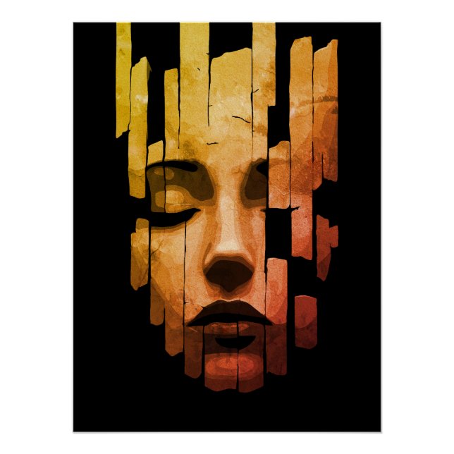 Fragmented Serenity – Surreal Digital Portrait Poster (Front)