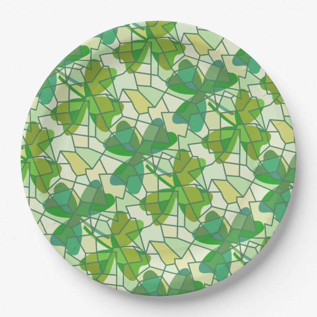 Fragmented Shamrocks  Paper Plates (Front)