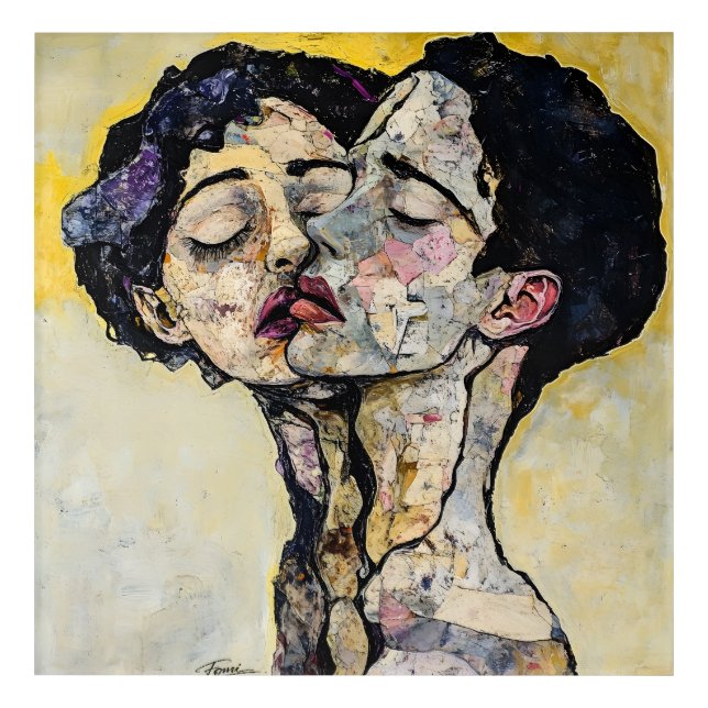 Fragmented Souls - Modern Expressionist Surrealism Acrylic Print (Front)