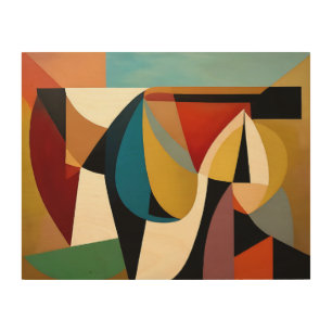 Fragmented Surreal Cubism Wood Wall Art