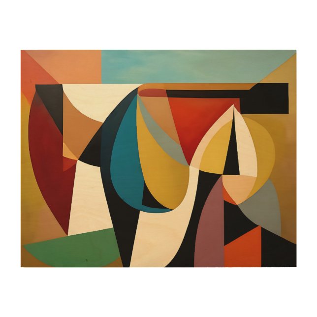Fragmented Surreal Cubism Wood Wall Art (Front)