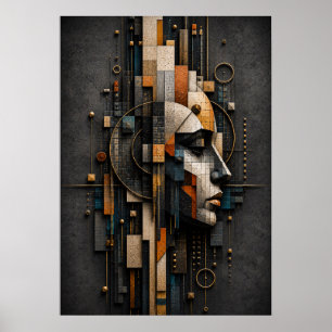 Fragmented Vision Abstract Geometric 3D Mosaic Poster
