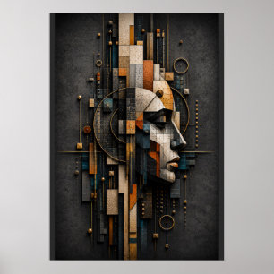 Fragmented Vision Abstract Geometric 3D Mosaic Poster