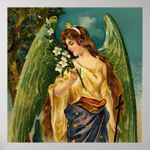 Fragrance - Angel with green wings. Poster