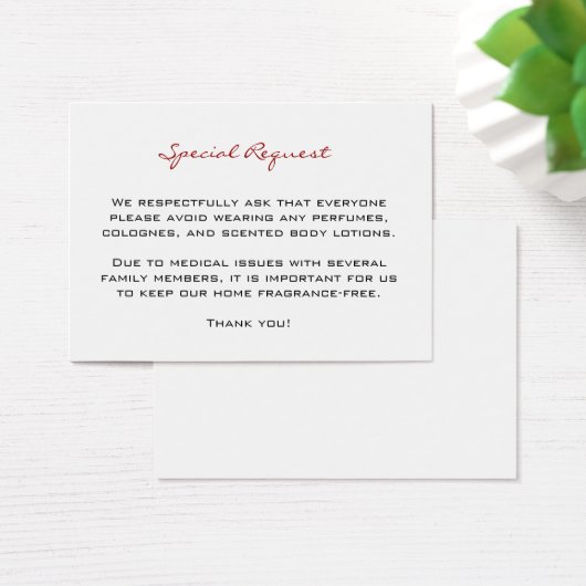 Fragrance Free Request Cards (Desk)