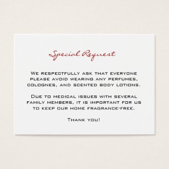 Fragrance Free Request Cards by holiday_tshirts at Zazzle