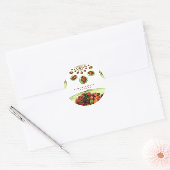Fragrance of Life: Potpourri Inspirational Message Classic Round Sticker (Envelope)