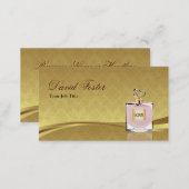 Fragrance Perfume Bottle Elegant Damask Gold Leaf Business Card (Front/Back)