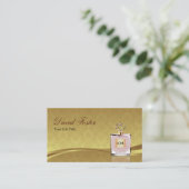 Fragrance Perfume Bottle Elegant Damask Gold Leaf Business Card (Standing Front)