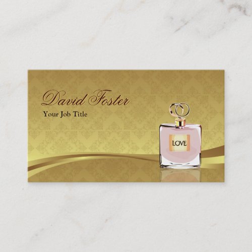 Fragrance Perfume Bottle Elegant Damask Gold Leaf Business Card