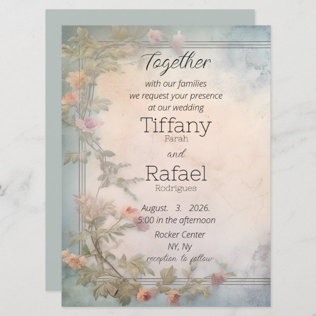 Fragranced Garden Flat Wedding Invitation (Front/Back)