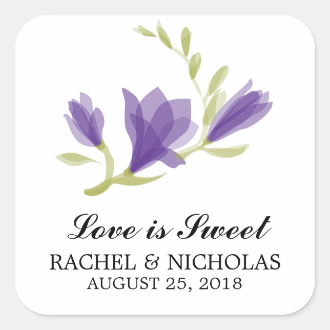 Fragrant Freesia Petals | Favor Square Sticker (Front)