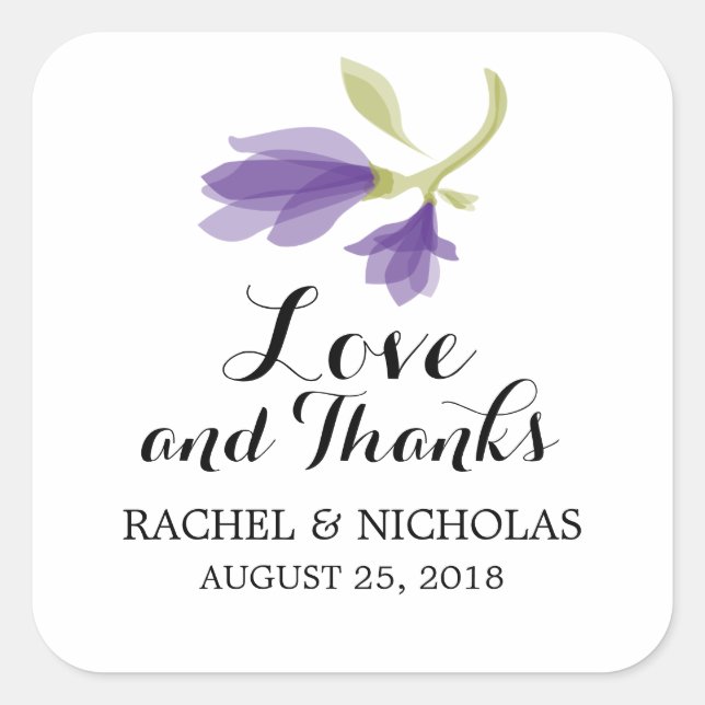 Fragrant Freesia Petals | Favor Thank You Square Sticker (Front)