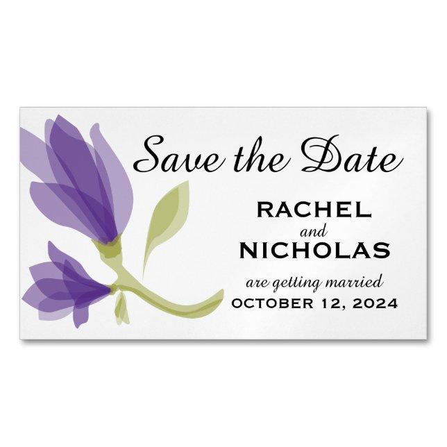Fragrant Freesia Petals | Save the Date Business Card Magnet (Front)