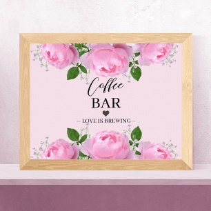 Fragrant Pink Roses, Coffee Bar Poster