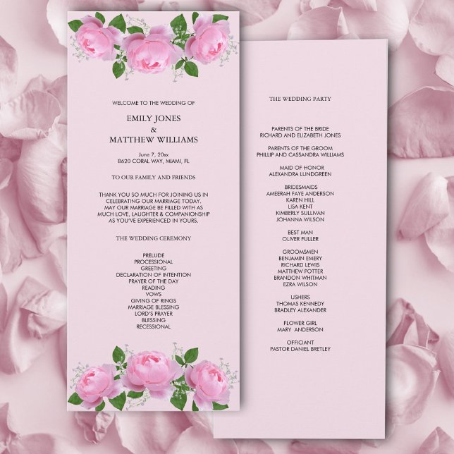 Fragrant Pink Roses, Wedding Ceremony Program (Creator Uploaded)