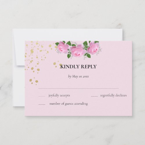 Fragrant Pink Roses Wedding RSVP Card