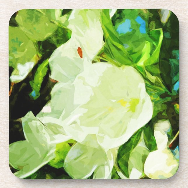 Fragrant Spring Apple Blossoms Abstract Drink Coaster (Front)