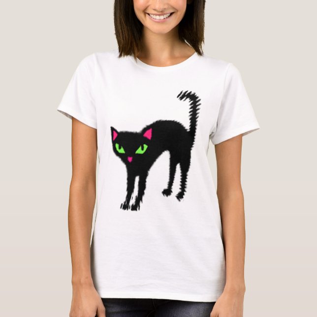 Fraidy cat black cat cool cat pretty kitty kitten T-Shirt (Front)