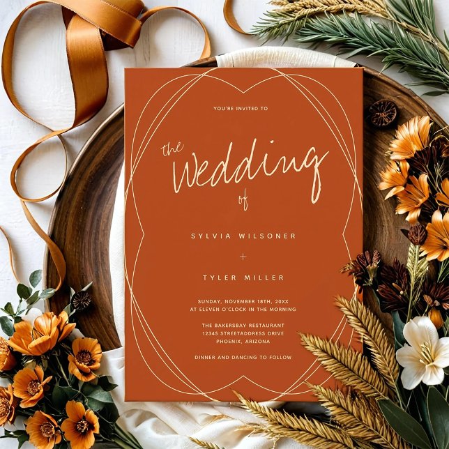 Frame Burnt Orange Wedding Invitation (Get this invitation for your beautiful wedding.)