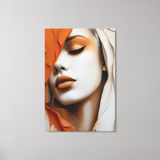 Frame Face of woman Orange and beige Canvas Print