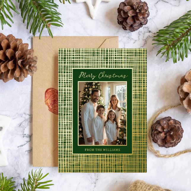 Frame Foil Christmas Card Template Customize Green (Creator Uploaded)