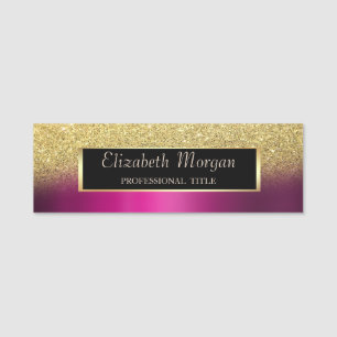 Frame,Gold Glitter Ombre Purple Metallic Name Tag