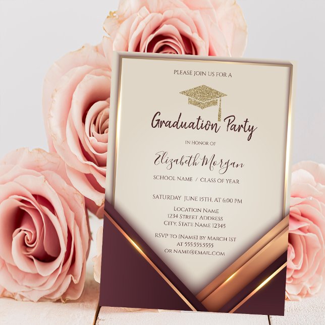 Frame Gold Graduation Cap Graduation Invitation (Creator Uploaded)