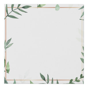 Frame leaves watercolor background faux canvas print