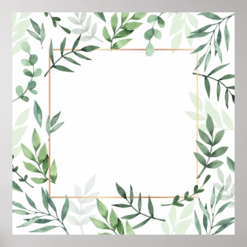 Frame leaves watercolor background poster