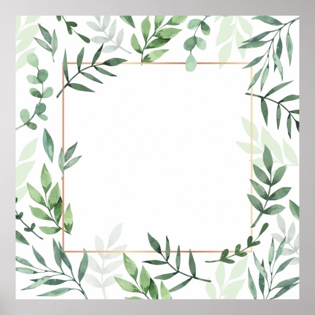 Frame leaves watercolor background poster (Front)