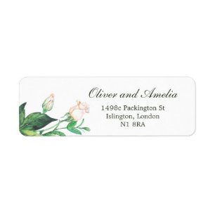 Frame Nature Green Floral Wedding Return Adress Label
