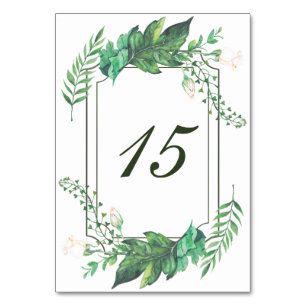 Frame Nature Green Floral Wedding Table Card