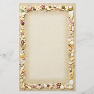 Frame of Seashells and Beach Sand Stationery
