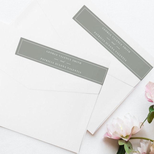 Frame Script Elegant Green White Wedding Wrap Around Label (Creator Uploaded)