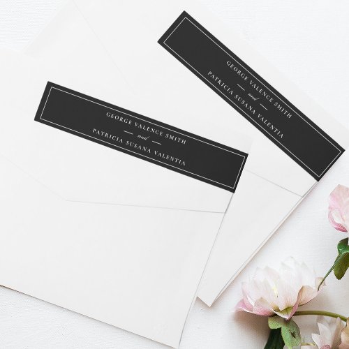 Frame Script Elegant Tuxedo Black Wedding Wrap Around Label