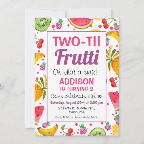 Frame Two_tti Frutti 2nd Birthday Invitation