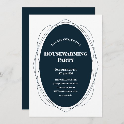 Frame White Blue Housewarming Invitation