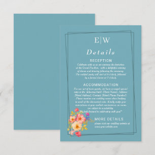 Frame with Roses, Wedding style on retro blue Enclosure Card