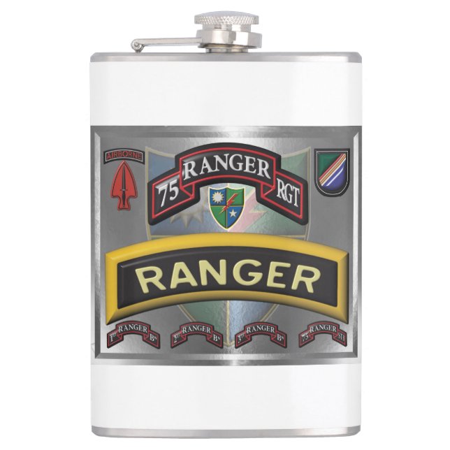 Framed 75th Ranger Regiment Design Flask (Front)