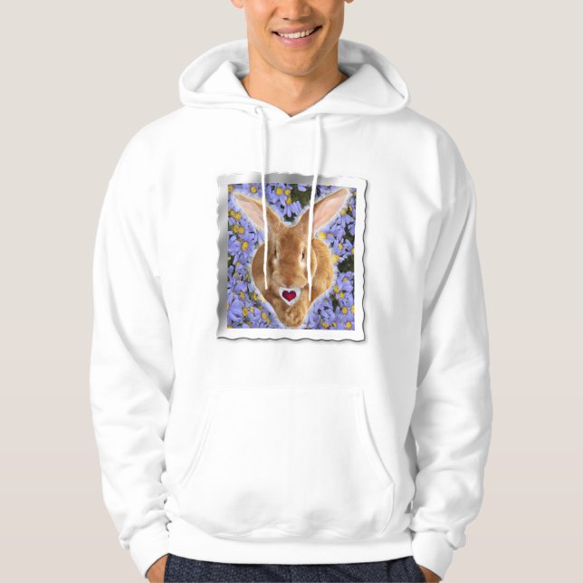 Framed Adorable Bunny with Sweet Heart Hoodie (Front)