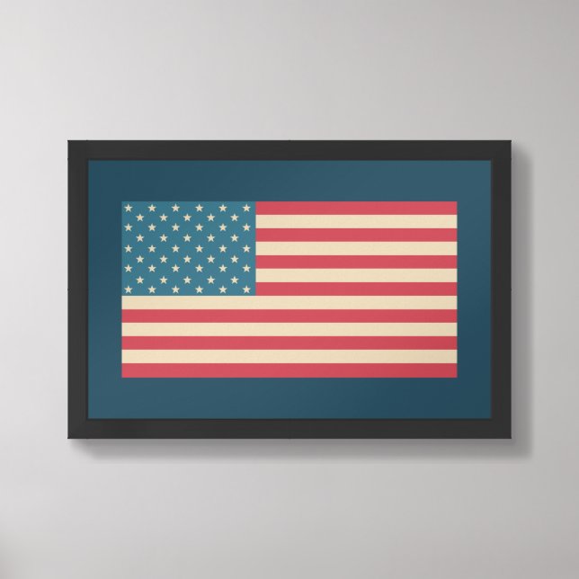 Framed American Flag Wall Art Print  (Framed Front)