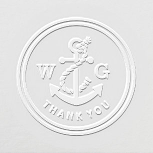Framed Anchor with Monogram 2 Initial Thank You Embosser